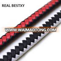 8*5mm/ black and white flat Braided Leather Cords String Rope Bracelet Findings  flat strips