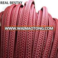 REAL BESTXY 1m/lot 12*6mm Natural Red Color braided Leather Cord braided flat Rope String for DIY Bracelet Jewelry Cord bracelet