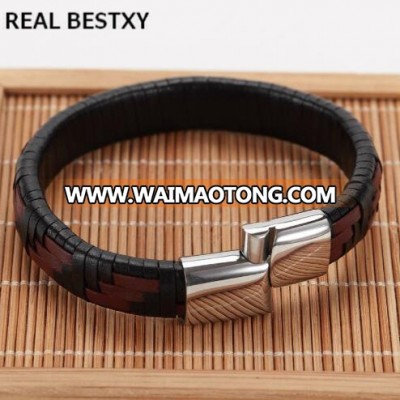 REAL BESTXY custom logo Leather Bracelet Men Jewelry Bangle Leather Bracelets For Women  Vintage Bracelets & Bangles leather