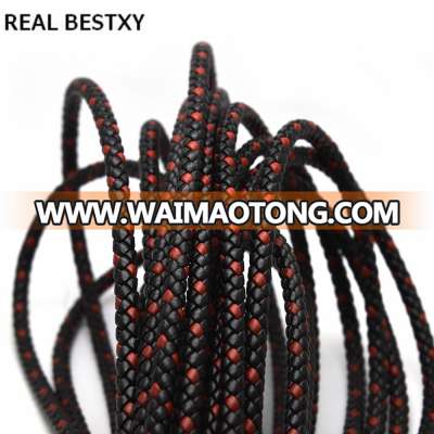 red black leather rope supplies 6mm  round genuine leather cord for jewelry necklace bracelets real napa leather cords bracelets