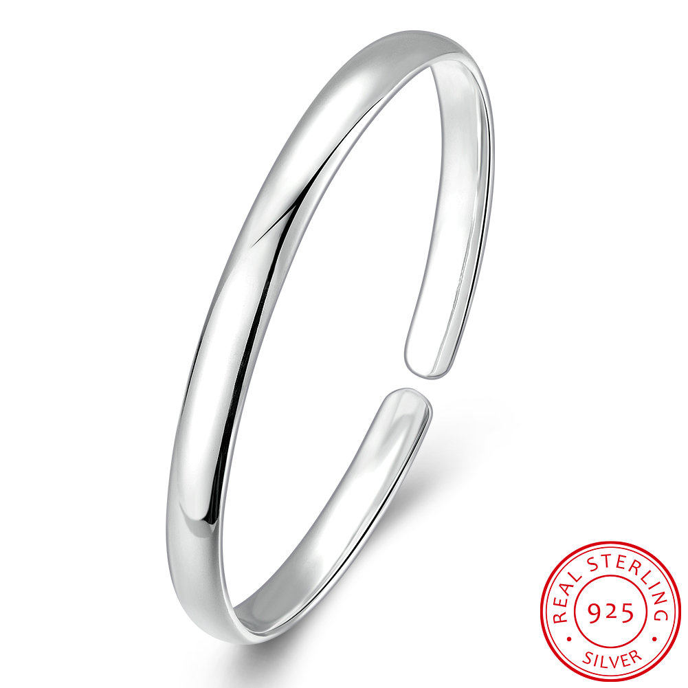 Simple 925 Sterling Steel Bangle Unclosed Design Sterling Silver Bracelet Popular